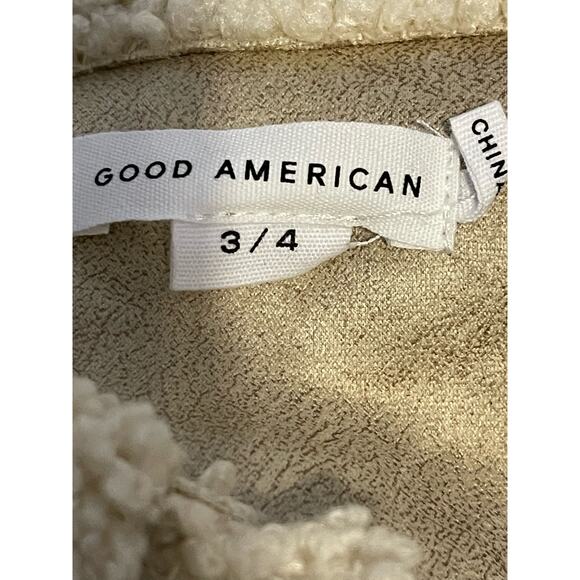 Good American NEW Size Large XL Button Front Sand Color Sherpa Jacket Shacket - Picture 7 of 9